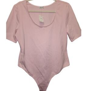 Free People High Noon Short Sleeve Cotton Blend Soft Thong Bodysuit XL Boho NWT